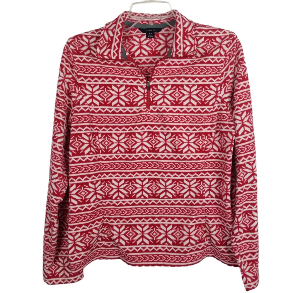 Lands End Snowflake Lightweight Fleece Pullover
